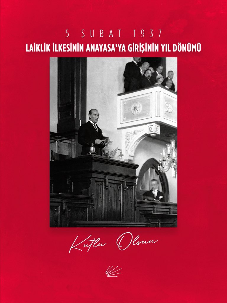 İnanç özgürlüğünün, toplumsal barışın ve demokratik hukuk devletinin teminatı olan laiklik ilkesinin Anayasa’ya girişinin 89. yıl dönümünü kutluyoruz. Cumhuriyetimizin kurucusu Gazi Mustafa Kemal Atatürk’ü saygı ve minnetle anıyoruz.