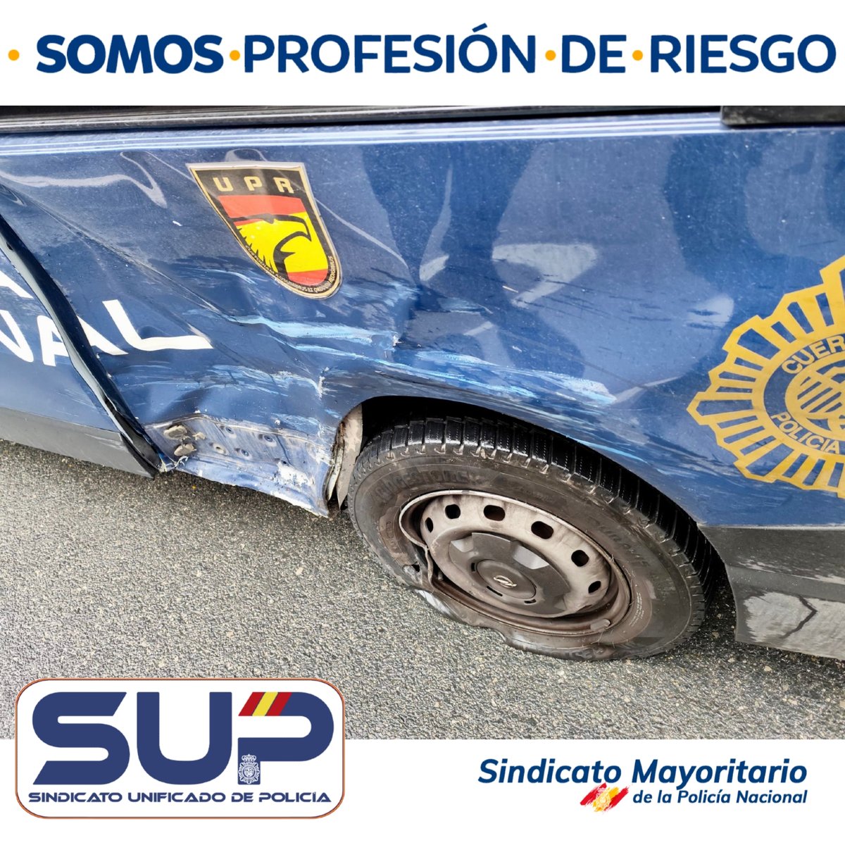 Sup_Policia's tweet image. Lamentamos el accidente que sufrieron nuestros compañeros de #UPR en #LaRioja cuando iban a apoyar a un Zeta
Deseamos #ProntaRecuperación a todos los implicados
El compañero conductor tiene todas las garantías de #SupSeguridadJurídica a su disposición
Somos #ProfesiónDeRiesgo y