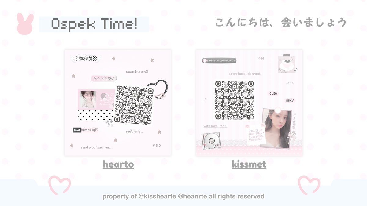 kisshearte's tweet image. help repost? thankyou ㅤ♡ྀི

haii . . aku mau kenalan lagi ^~^ aku punya 6 anak baru ❤︎ tolong bantu ospek yaa teman-timun. kalau ada yang kurang aman bisa dm aku~  mana favorit kalian? ♡(˃͈ ˂͈ )

&amp;lt; #zonauang &amp;gt;