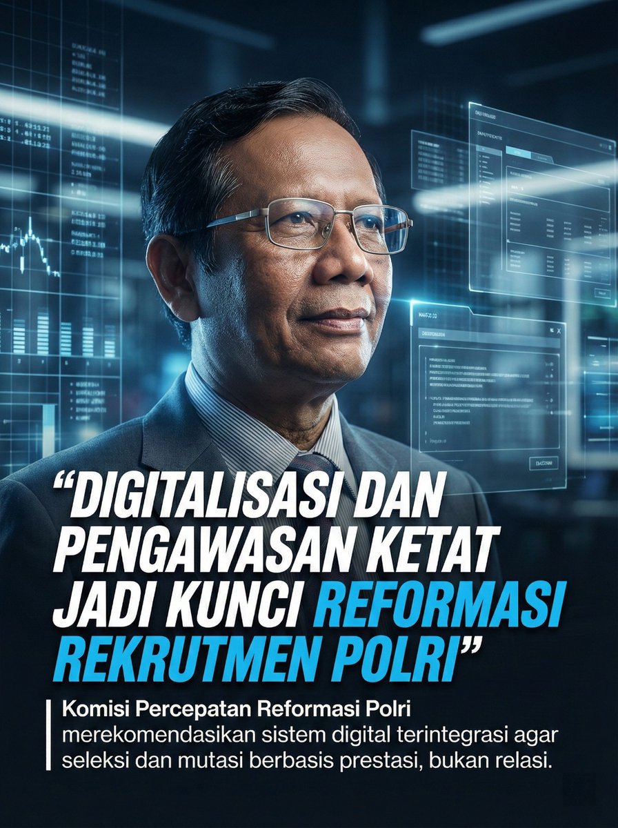 " Digitalisasi dan pengawasan ketat jadi kunci Reformasi rekrutmen polri. "

KOMISI PERCEPATAN REFORMASI POLRI merekomendasikan sistem digital terintegrasi agar seleksi dan mutasi berbasis prestasi, bukan relasi.