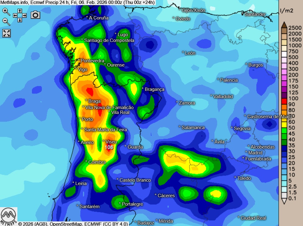 DonnerwetterDe's tweet image. Atlantiktief "#Leonardo"  - auch am Donnerstag große Regenmengen für #Spanien 🇪🇸und #Portugal 🇵🇹 - teils über 100 l/m² in 24 Stunden ⚠🌧 Heute erreichen Ausläufer des Tiefs zudem #Mallorca - hier am Nachmittag Sturmböen um 100 km/h möglich. ⚠
