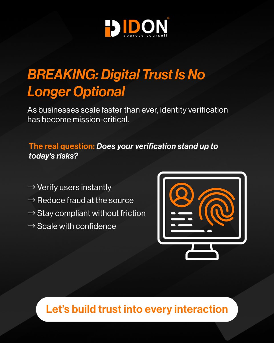 IdonApp's tweet photo. Digital trust isn’t optional anymore.
From fake IDs to compliance pressure, IDON helps you stay ahead - without slowing people down.

#HotelOperations #DigitalCheckIn #IDON #HospitalityTech #TimeSaved #IDON #IdentityTheft #KYCVerification #DigitalSecurity #HotelTech #DataPrivacy https://t.co/z8IO8YgVIp
