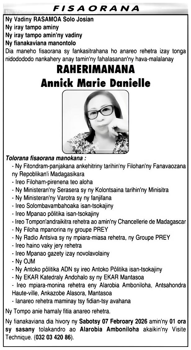 RAHERIMANANA  ANNICK MARIE DANIELLE, MPANAO GAZETY TAO AMIN’NY RADIO ANTSIVA.  FISAORANA AVY ANY AMIN’NY FIANAKAVIANY MANONTOLO