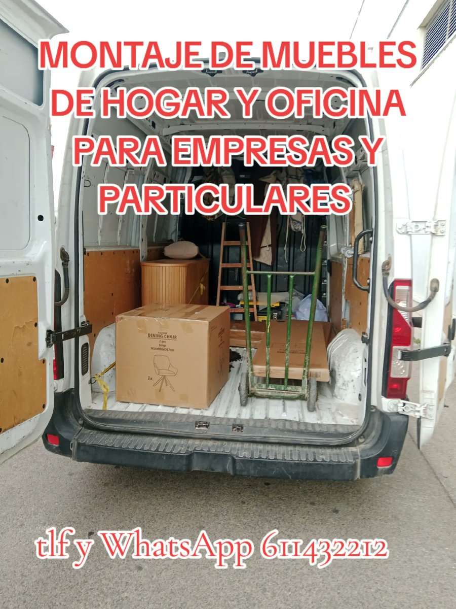 Ofrecemos Equipos de montaje de mobiliario de oficina y hogar con furgoneta propia con más de 25 años de experiencia en el sector 
Contáctenos al tlf y WhatsApp 611432212 
Servicio en región de Murcia #Orihuela #Torrevieja #vegabaja
#ikea #feriadeyecla #yecla
