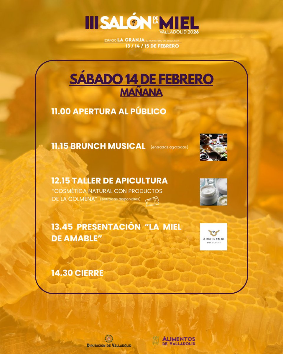 alimentosVALL's tweet image. 🍯 Aquí os dejamos los horarios de todos los días y las actividades que se desarrollarán a lo largo de la jornada en el III Salón de la Miel.

🐝 Tres días para descubrir, aprender y disfrutar de la miel desde todos los ángulos: catas, talleres, presentaciones, cine, showcooking…