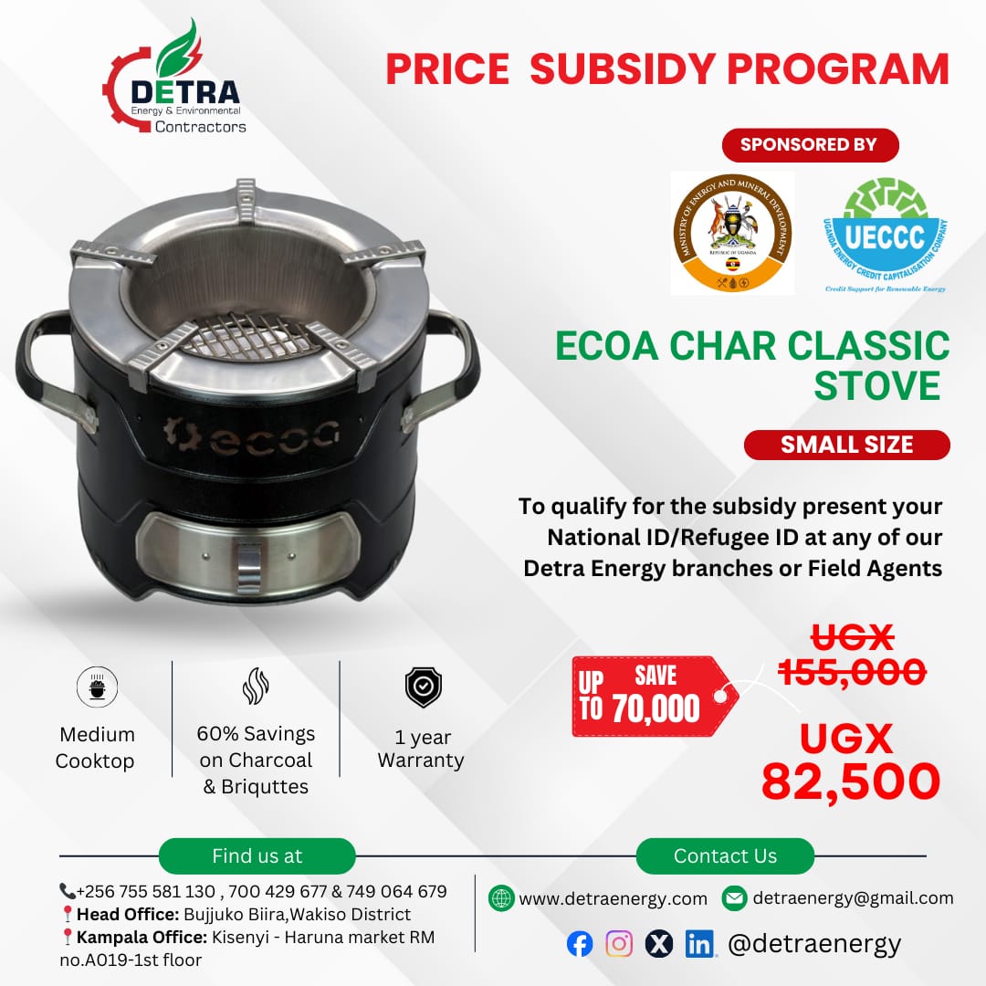allen_namwase's tweet photo. So glad to work under @DetraEnergy, that is working hand in hand with the  sponsors, @UECCC1 &amp; @MEMD_Uganda, of the #ECOACHAR CLASSIC STOVES under 60%  SUBSIDY #CleanCooking Program.
Therefore this 2026 year is for  #EnergySaving💡 for Ugandans.
#Affordable🤝 https://t.co/AGNoTxOSr1