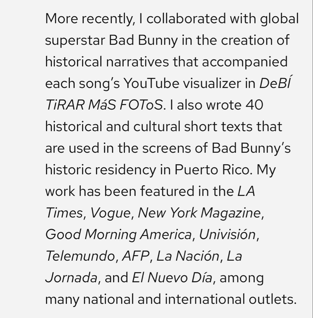 GhoshSamyak's tweet photo. Bad Bunny collaborated with a prof historian (Jorell Meléndez-Badillo) to create DTMF. The album is a landmark in telling Puerto Rico’s history through music, art, &amp; narrative. This collaboration is what good public history should look like. 

Def including this in my course! https://t.co/lK9Ccyi6BU