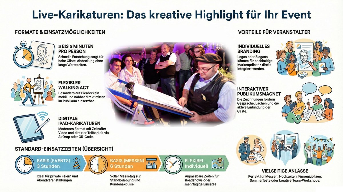 Infografik zu meinem Live-Angebot als Karikaturist und Schnellzeichner