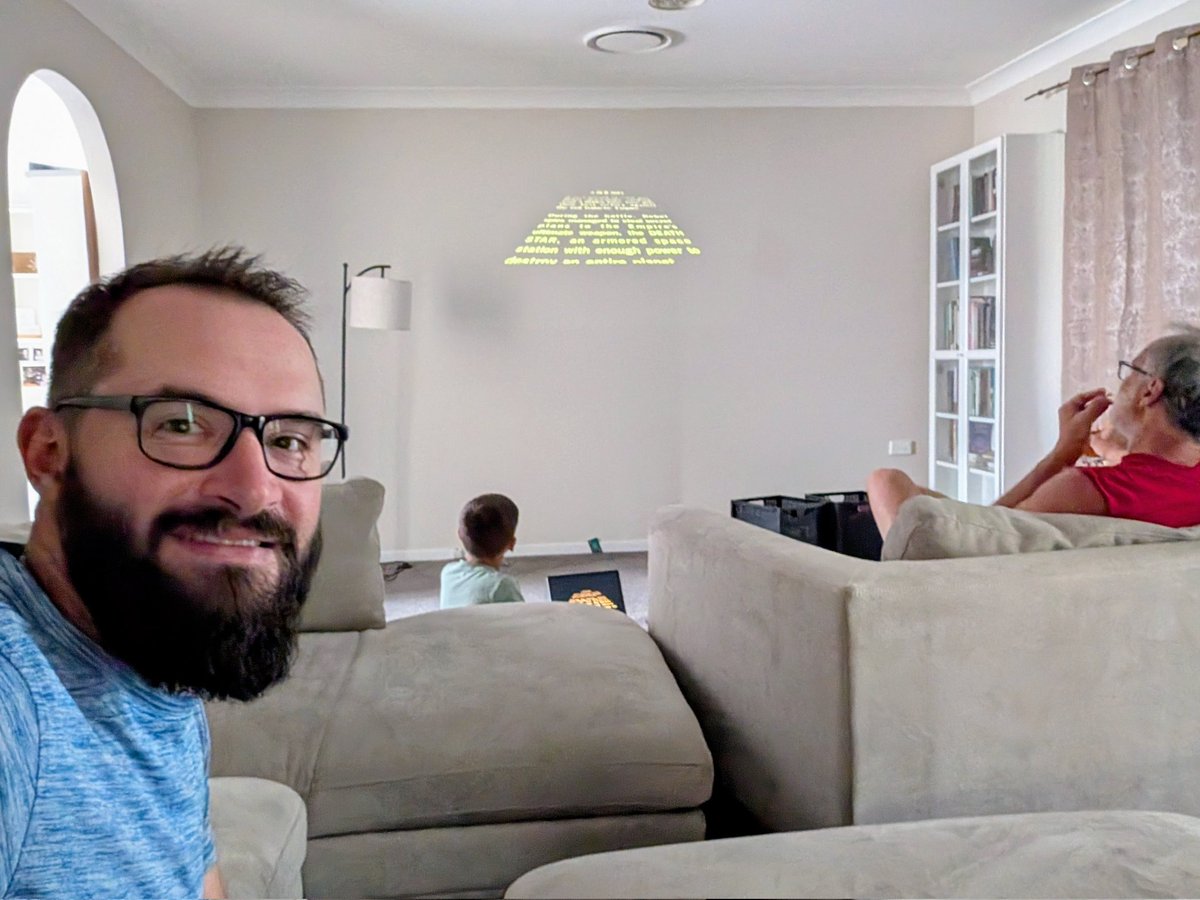 Dad came for a visit to Oz. We've got 3 generations of Brazzell men watching star wars (ep 4) together