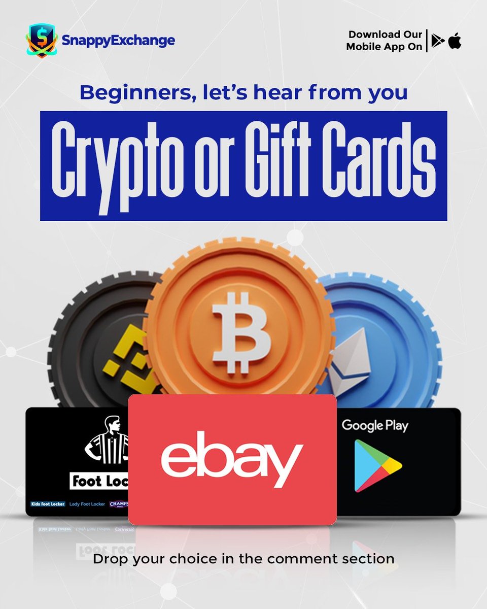Beginners, let’s settle this
If you’re just starting out, which one are you choosing Crypto or Gift Cards?💰
Both have their perks, with SnappyExchange, you can trade either one fast and stress free
Drop your choice in the comments
Cristiano Ronaldo|Kwara|GOAT|Arsenal|Kai Cenat