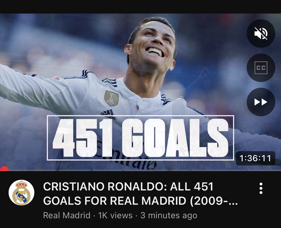 MadridXtra's tweet image. 🤍 Real Madrid have uploaded a video of all Cristiano Ronaldo goals for the club on Youtube for his birthday.