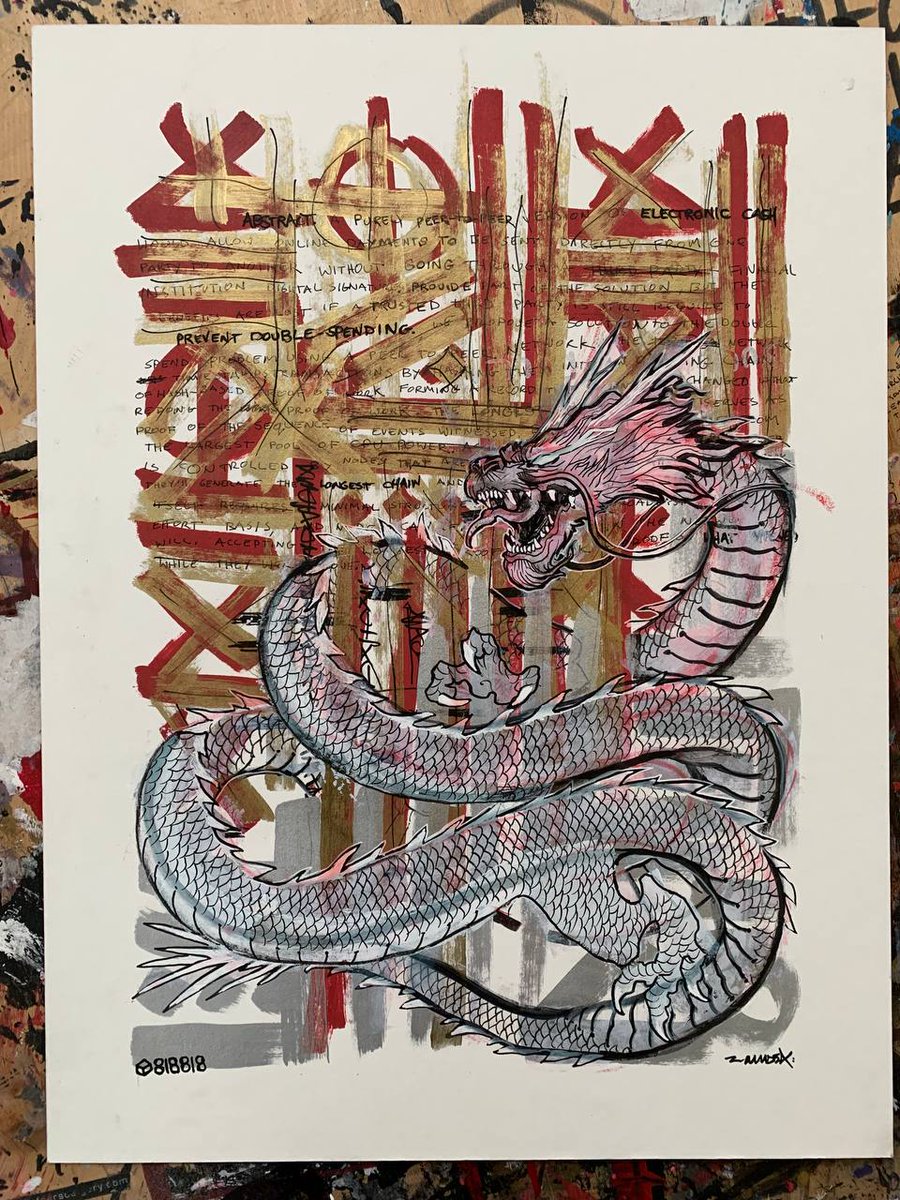 we are who we are becoming by <a href="/madexforever/">MADEX</a> 
Hand Painted, Ink, Acrylic, Oil,

"the koi fish is driven by dreams, it swims against the current, relentlessly pushing higher. once it reaches the top of the waterfall, it transforms into a dragon.

 life’s greatest challenges are