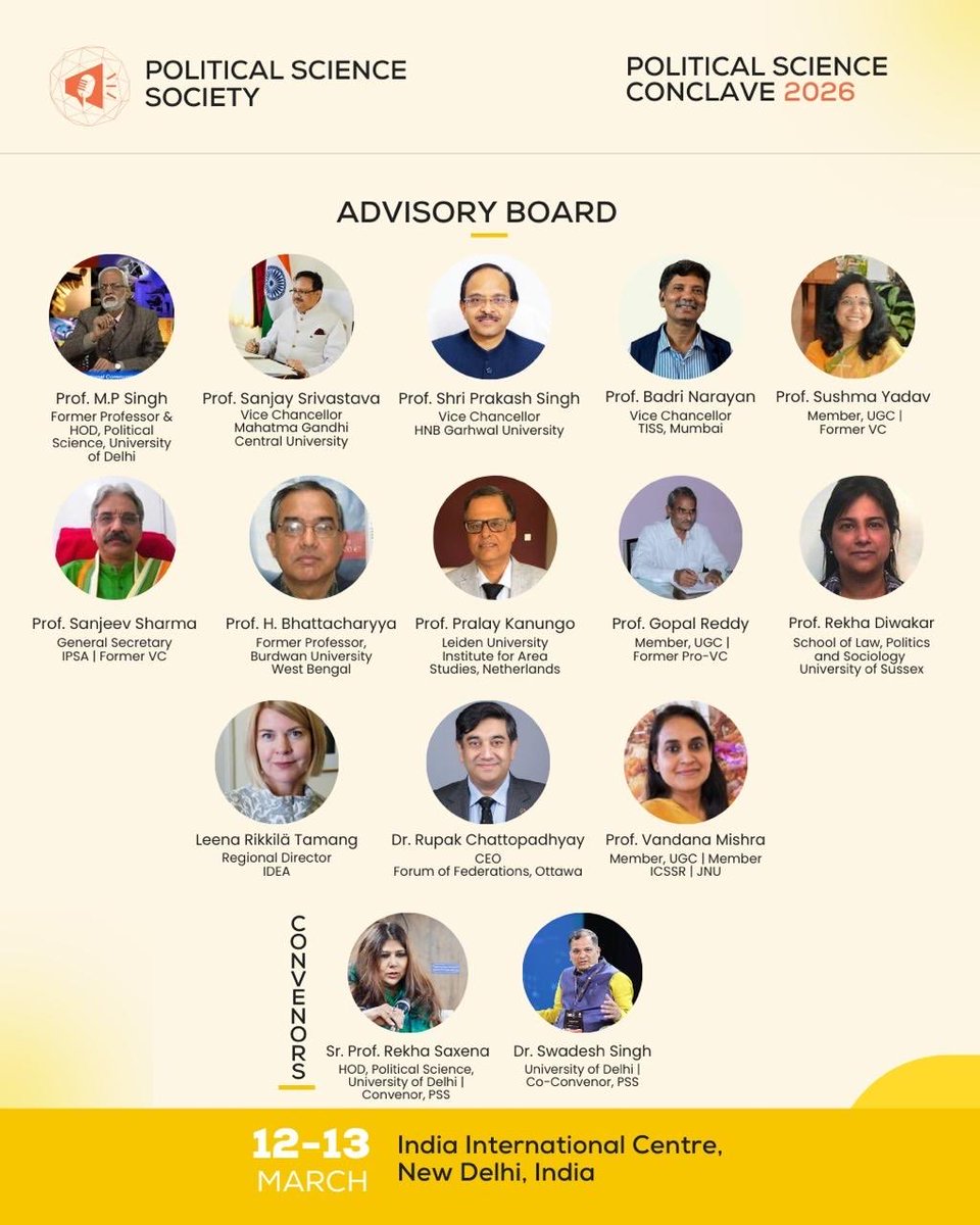 Delighted to announce the launch of Political Science Conclave 2026. Looking forward to rich academic discussions. #PoliticalScienceConclave2026 #IIC