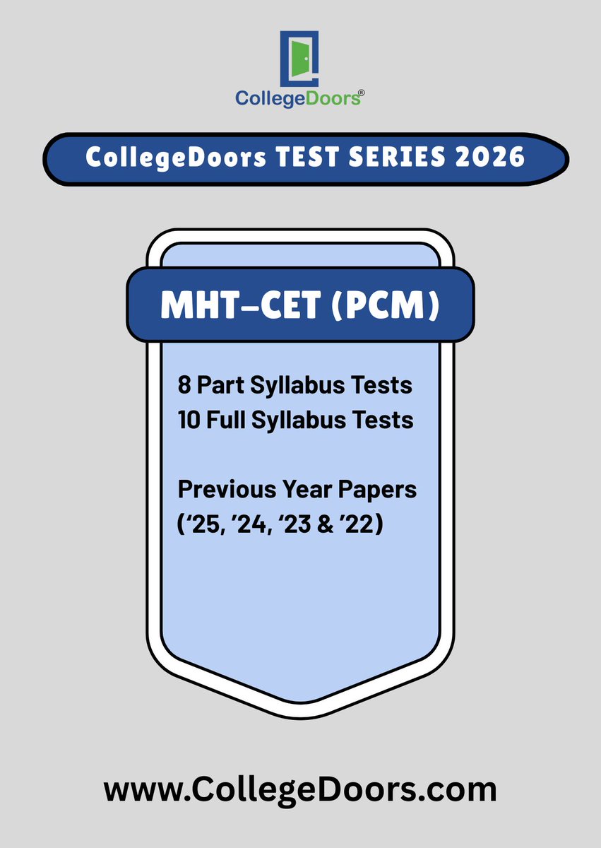 CollegeDoors's tweet photo. Dear #mhtcet Educators, #MHTCET2026 will be held twice. Give your students the right practice in all possible formats. Humbly brought to you by @CollegeDoors.
Please fill the form for us to reach you: https://t.co/040Zf8gOYV
#MHT #MHTCETPreparation #MHTCETPrep #mhtcetcoaching https://t.co/k1LeTPlasD