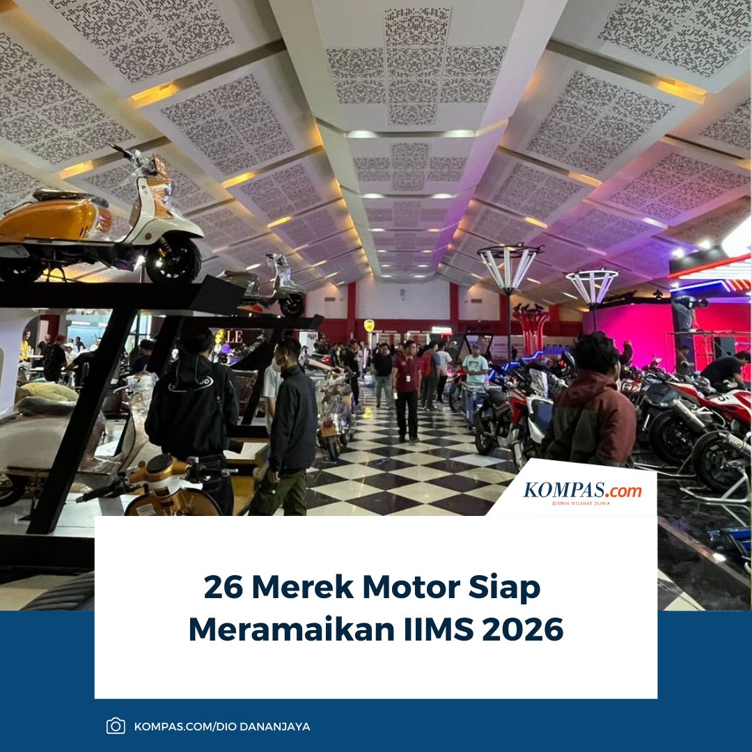 kompascom's tweet photo. IIMS 2026 menghadirkan 26 merek motor yang siap memamerkan inovasi dan produk terbaru mereka.
Baca Selengkapnya ππ»
https://t.co/eXVBk6FZ5q
~NA #IIMS2026 #MotorBaru #PameranOtomotif https://t.co/zsoQDUiUdp
