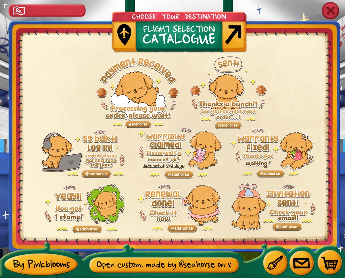 saehorse's tweet image. ⓘ Help Retweet? Timakacii !👩🏻‍✈️♡

✈️ ⑅ ◎ haloouu . . aku bawain 3 sticker pack ready stock, 1 pack isi 8 sticker ! ๑ 👩‍✈️ bisa retext n recol font :¨·.·¨: 🧰 💬 

​          ♡ ꒰   #zonauang   ׂ꒱ ♡