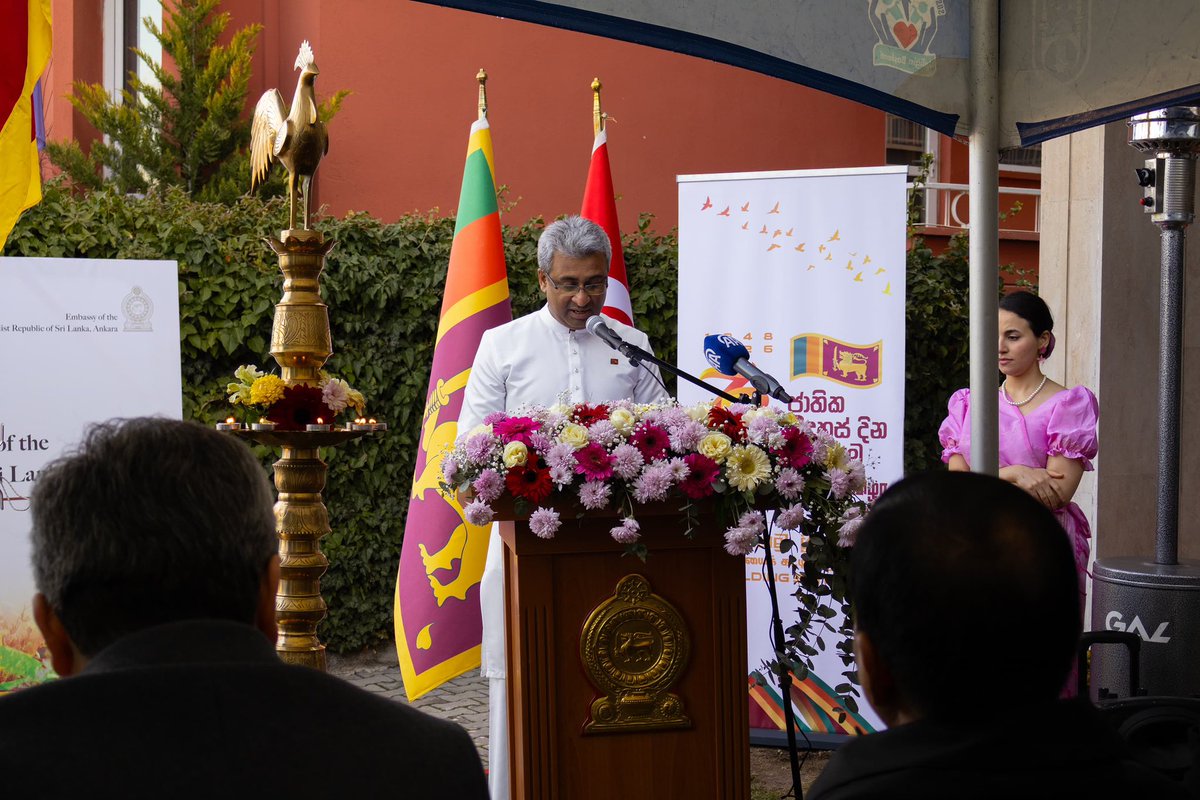 slembankara's tweet photo. The Embassy of Sri Lanka in Ankara commemorated the 78th Anniversary of Independence of Sri Lanka in a solemn Flag Hoisting Ceremony held on 04 February 2026 at the Embassy premises.@MFA_SriLanka @NKadurugamuwa https://t.co/awOu8CdqBW