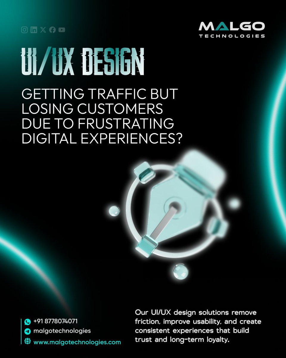 malgotech's tweet photo. Every extra click costs trust. Malgo’s UX design simplifies decisions, reduces friction, and keeps users focused on what matters.

Let’s design with purpose
https://t.co/7NqeBZynyV

#UserExperience #UXDesignAgency #UIUX #CXDesign #ProductUX #DesignThinking #UIUXDesign #Malgo https://t.co/HJtDz8vCFa