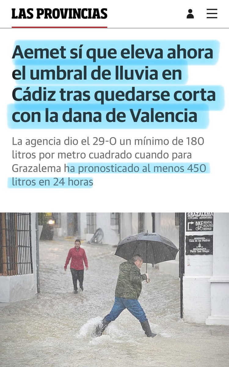 Las mentiras siguen saliendo a flote:

❌ Dijeron que la previsión de 180 litros en la Dana no se podía aumentar y llegaron a caer 800 litros. 
❌ Ayer AEMET elevó en Huelva de 180 a más de 450.
❌ En Valencia no avisaron.

➡️ ¿No hay responsables?