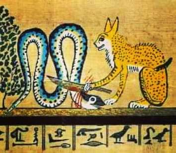 antinousgaygod's tweet photo. 🪷 Feb 5 is the Egyptian birthday of #Apep/#Apophis demon serpent &amp; foe of all the gods. Even Set/#Seth/#Sutekh, god of chaos, fights him. Sun god Ra morphs into the Great Cat Mau to smite Apep in Chapter 17 #BookOfTheDead #Sennedjem tomb Western Thebes. 5 Feb #snake #snakegod 🪷 https://t.co/AnuODqpymJ