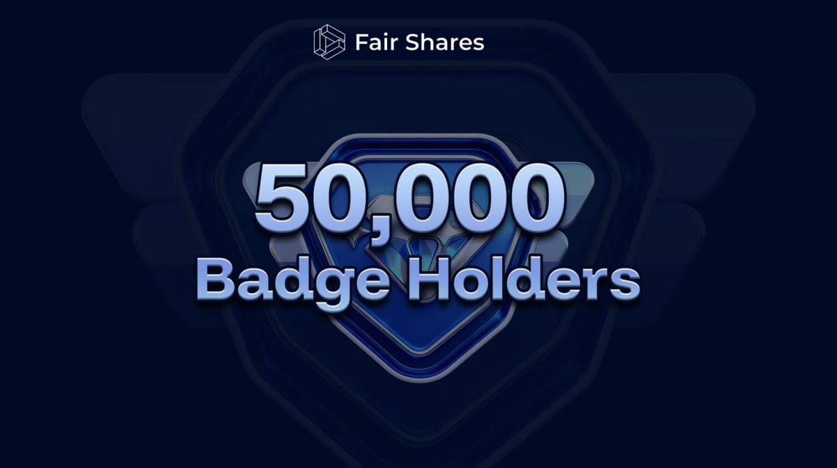 Fair_Shares's tweet photo. 🚀 Daily Access Badge Milestone
50,000+ Daily Access Badges minted in 10 days.

That’s 50K+ users unlocking Daily Tasks, checking in daily, and turning consistent participation into on-chain proof.

Huge thanks to everyone building with us early.

If you haven’t minted yet, now’s the time:
👉 https://t.co/ggxJYW1FF7

#FairShares #OnChainFinance #OnChainStocks #DAT #Ownership #Yield