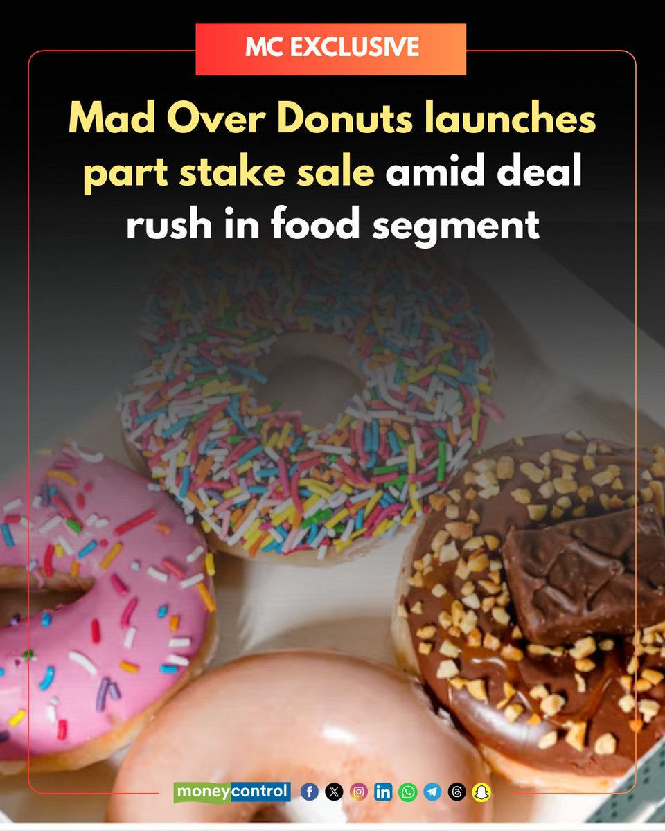moneycontrolcom's tweet photo. #MCExclusive | 🚨 Post Theobroma & Belgian Waffle, now a stake sale is brewing at popular pan-India dessert brand Mad Over Donuts!
@ashwinmohansays gets you the delicious deal details..
https://t.co/nzlglZgq5h
#MadOverDonuts #BelgiumWaffle #Theobroma #Business https://t.co/veqXw0tsI5