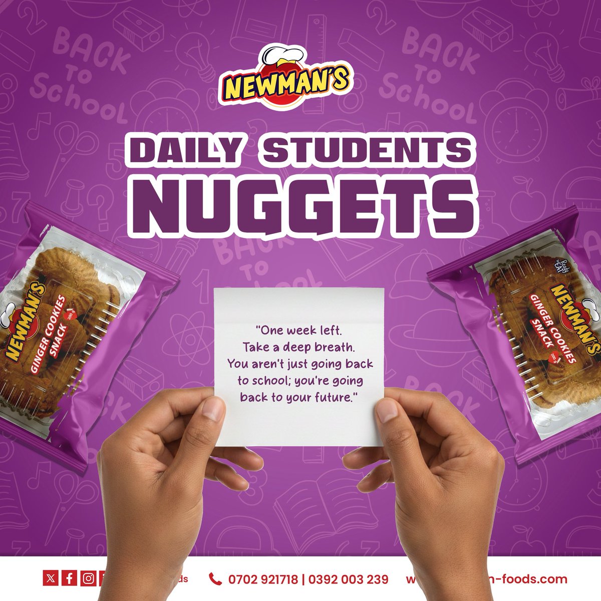 newmanfoodsltd's tweet photo. From us to you dear students.
#BackToSchool #studenttips #newmanssnacks https://t.co/2KkMp8Vzf9