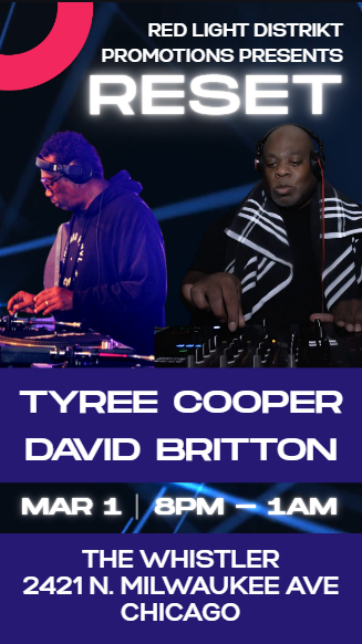 jnkmamma's tweet photo. If you're in Chicago... Sun 1st March.. The Whistler, 2421 North Milwaukee Avenue, Chicago, IL, USA Tyree Cooper @awesometroopa14 & David Britton @britton2 RESET (house music event) #tyree #tyreecooper #davidbritton #housemusic #housemusicevents #chicagohouse #globalfamilysupport https://t.co/JIHidVSX3m