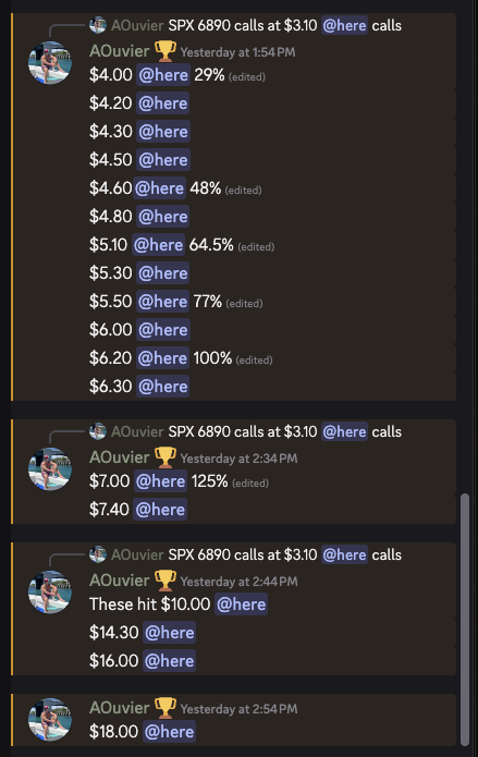 AOuvier's tweet photo. Yesterday the team ate well. Come join @Market_Invest0r @LirqsTrades @the_radinator @GarrettWil73338 @HunterDavis5104 all calling bangers with @Prodinvestors . What are you waiting on? $QQQ, $SPY $SPX, $NDX #optiontrading #Optiontraders https://t.co/91Zfcry2Ov