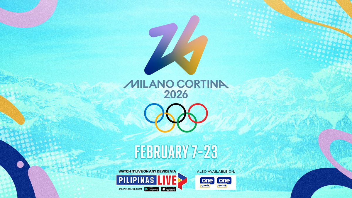 OneSportsPHL's tweet photo. FEEL THE COLD, CHASE THE GOLD ❄️🥇

Witness the 2026 Milano Cortina Olympic Winter Games as the world’s best winter athletes compete from February 7–23, streaming on Pilipinas Live and airing on One Sports and One Sports+!

#MilanoCortina2026 #WinterOlympics https://t.co/uD6mTlfIei