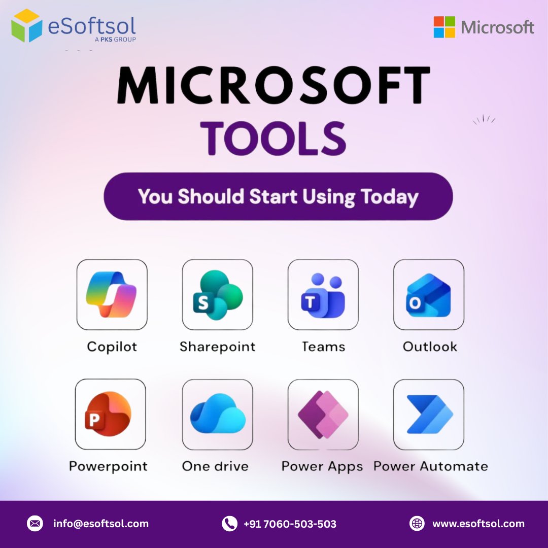 esoftsolinfo's tweet photo. Unlock Productivity with Microsoft Tools
In today’s fast-paced digital world, efficiency is everything. Microsoft tools empower professionals to collaborate, innovate, and achieve more every day. https://t.co/3U3bgR9qVJ