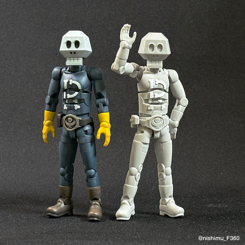 1/16スケール「屋上のガイコツ」製作記-25】 塗装見本（左）と「触れる