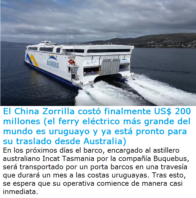 BuenasUruguay's tweet image. 🇺🇾El ferry🛳️ eléctrico más grande del mundo zarpará por primera vez por el Río de la Plata —con su conexión entre Buenos Aires y Colonia— en el primer trimestre de 2026. Se trata del Hull 096, que Buquebus, decidió bautizar como China Zorrilla.
➕ℹ️infonegocios.biz/nota-principal…
