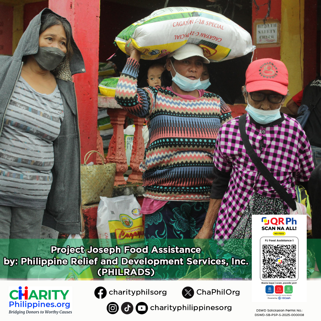 ChaPhilOrg's tweet image. When disaster strikes, every hour counts.
 
Project Joseph by PHILRADS raises standby funds to provide immediate food relief to disaster-affected families across the Philippines. With these funds, the organization can deliver supplies within three days of typhoons, earthquakes,