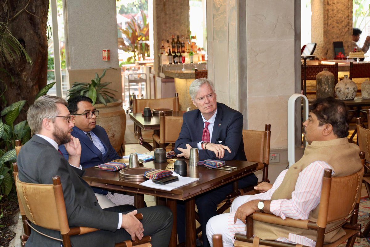 RAshokaBJP's tweet photo. Delighted to meet the delegation from the Royal Danish Embassy for a warm and meaningful courtesy interaction today.

Had enriching discussions with Mr. Martin Egknud Petersen, Deputy Head of Mission, Mr. Peter Winther Schmidt, Consul General of Denmark in Bengaluru, and Mr. Pradyumna Bora, Political Advisor to the Embassy, exchanging views on strengthening cooperation across clean energy, sustainability, innovation, urban development, and investment.

Karnataka and Bengaluru offer immense potential for deeper collaboration, and such dialogues help build strong bridges of partnership and shared progress. 
🇮🇳🇩🇰

@DrSJaishankar @DenmarkinIndia @IndiainDenmark @MPetersenMFA