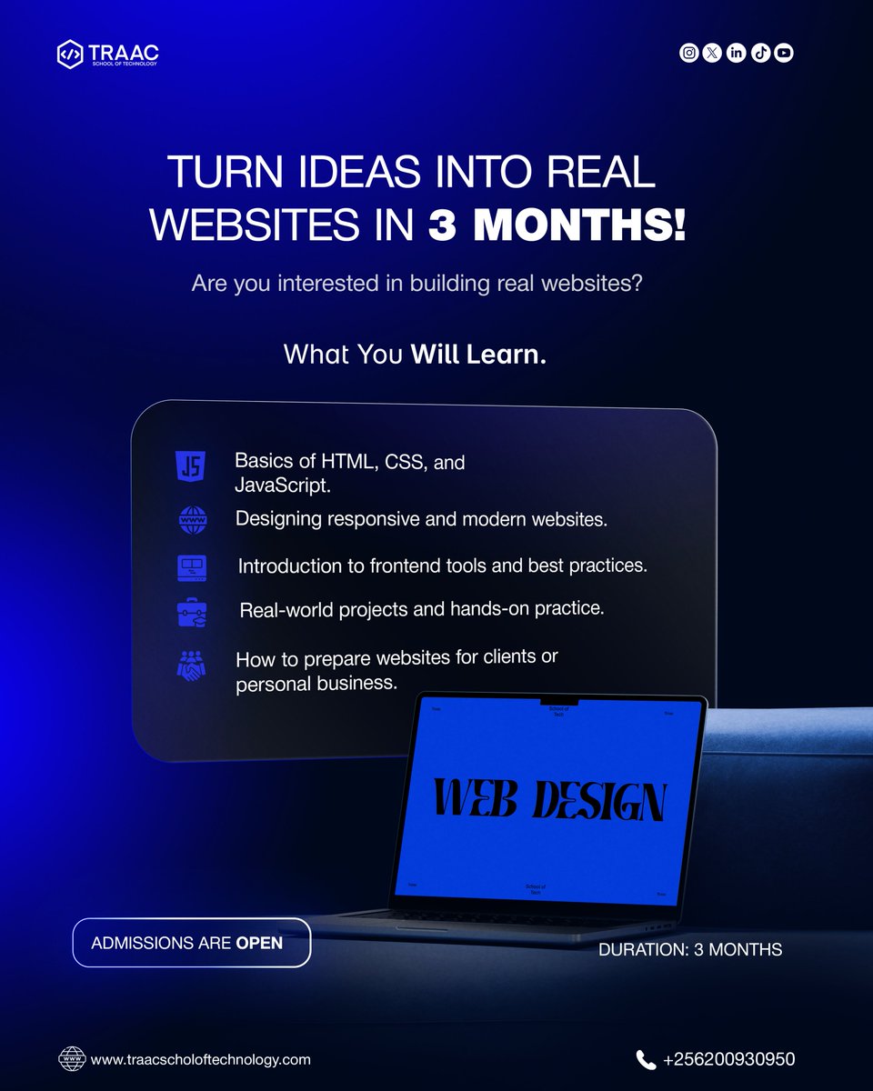 in just 3  months , you can becoma a pro in website development and start  building real projects.Education is changing and TRAAC is taking the lead. #techeducation   #webdevelopment   #3months     #html   #realworld