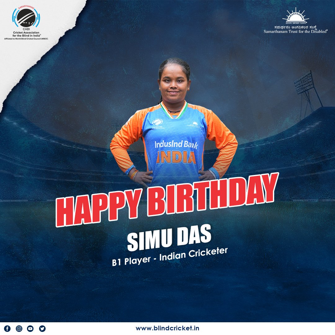 blind_cricket's tweet photo. Happy Birthday, Simu Das, May your year be filled with boundless joy and extraordinary achievements!
#cricket #birthdaypost #cricketfortheblind #supportdisability https://t.co/JmFVGYF8L7