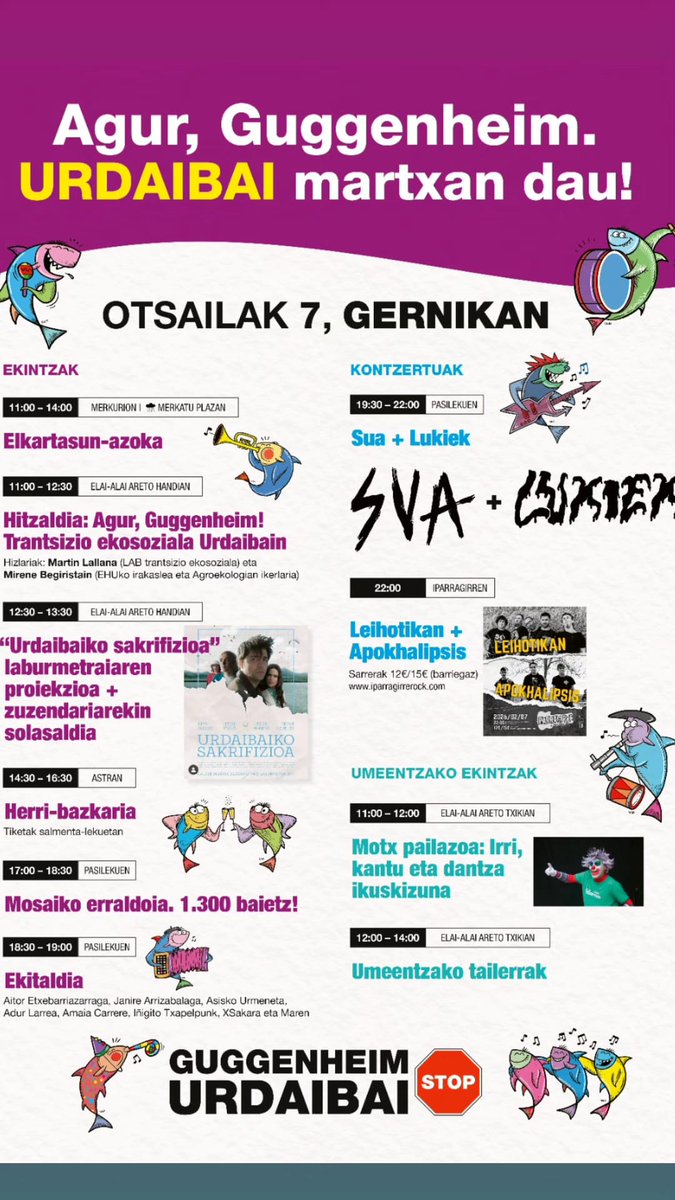 🎉El 16 de diciembre dijimos ADIÓS al Proyecto Guggenheim Urdaibai. 

Para celebrar esa victoria colectiva, el 7 de febrero se celebrará un día de fiesta en #Gernika
<a href="/LamiakoTxopoeta/">Lamiako Txopoeta Bizirik</a> está invitada y participará en la feria solidaria

Anímate a acudir!
👋 Agur, Guggenheim Urdaibai