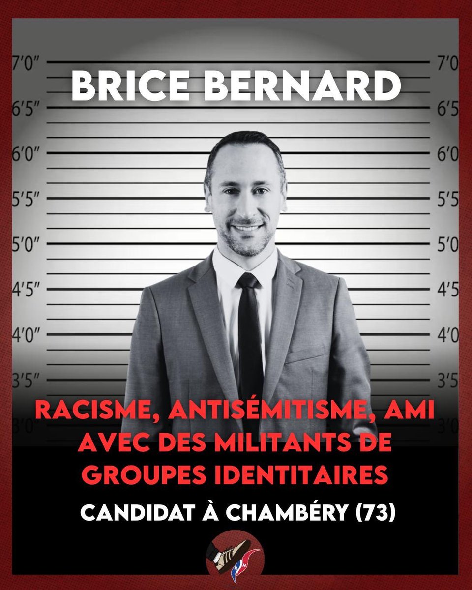 ⚠️ "On n'oublie pas" épisode 7

La campagne "Génération Antifasciste - éteignons la flamme" revient chaque jour sur des profils candidats RN qui en disent long sur ce parti.

Aujourd'hui, Brice Bernard, candidat à Chambéry.

1/2