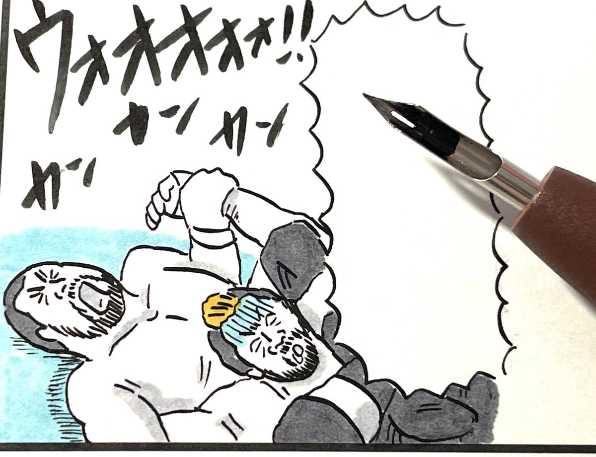 デビュー戦描いてる✍️
#味のプロレス 