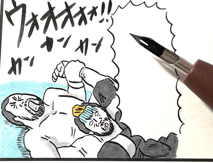 デビュー戦描いてる✍️
#味のプロレス 
