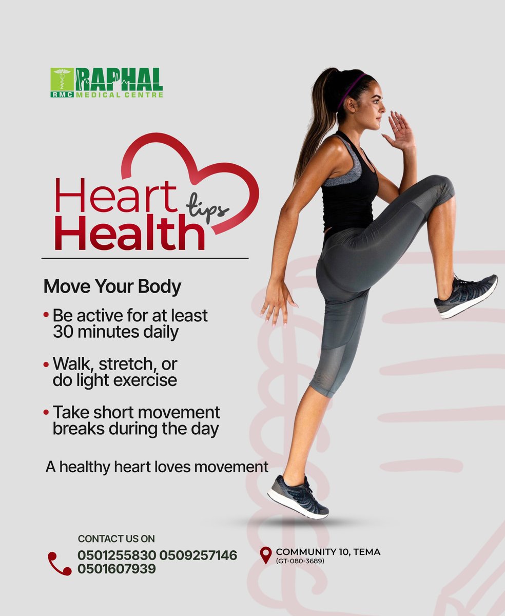RaphalMedical's tweet photo. Every step counts — move your body for a healthier heart. ❤️ https://t.co/2kgLakNxBn