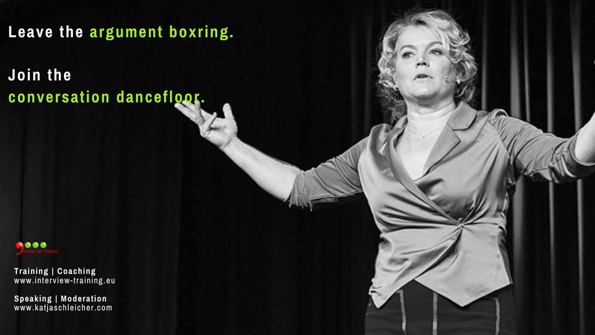 Leave the argument boxring. Join the conversation dancefloor. #impactfulcommunication #narrativesuccess #storywork #publicspeaking #success #impactcommunicationcoaching #katjaschleicher