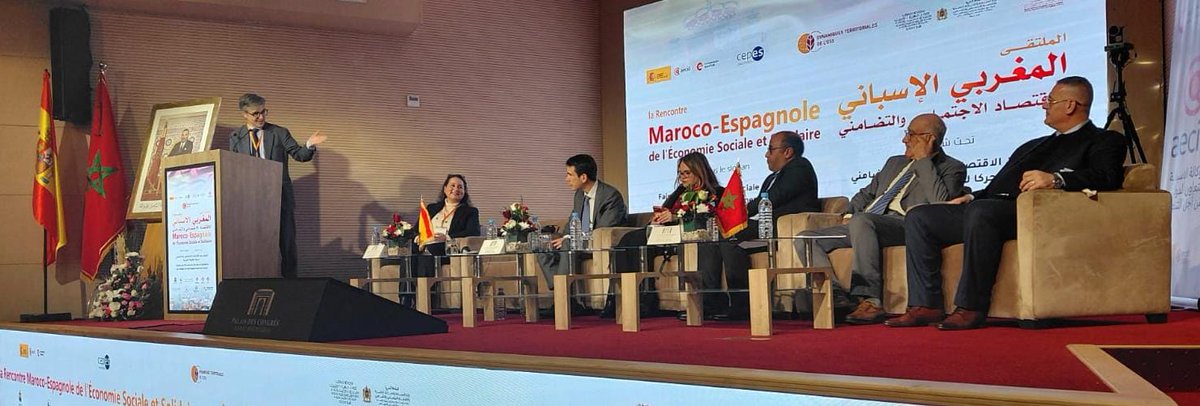 EmbEspanaRabat's tweet photo. La @EmbEspanaRabat y @CooperacionESP @AECID_es presentan resultados del proyecto de refuerzo de la Economía Social y Solidaria con la #REMESS en #Marruecos y gracias al apoyo técnico y la experiencia de @CEPES2 en la innovación española de #EconomíaSocial https://t.co/3bUBIcZO6T