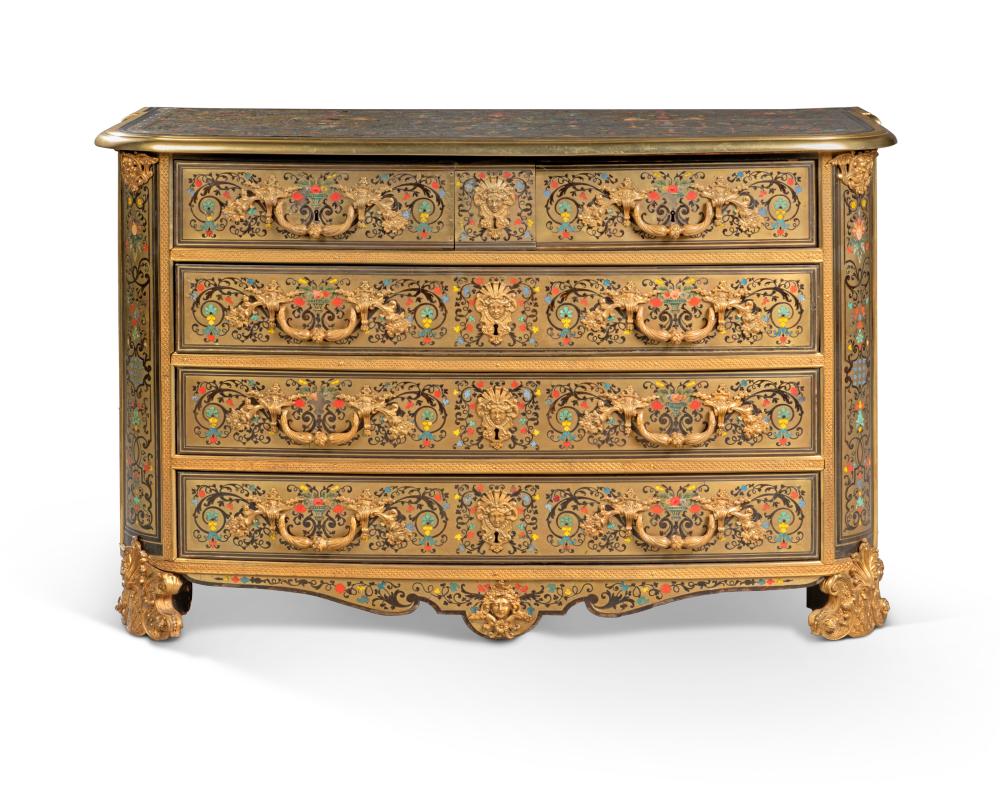 appraisily's tweet photo. A LOUIS XIV ORMOLU-MOUNTED POLYCHROME-DECORATED 'BOULLE MARQUETRY' COMMODE

£302,400 https://t.co/5J9Y0XUU8s