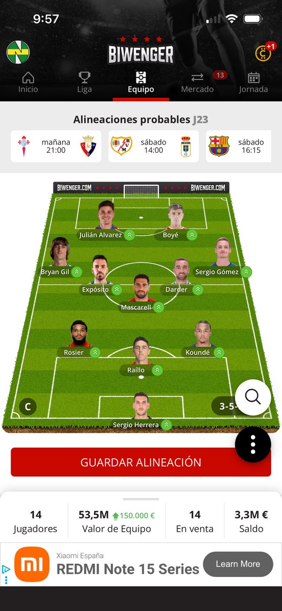 Victor05169094's tweet photo. Venderíais a Sergio Herrera para fichar a Alvaro Valles y poder reforzar el MC ????@DudasBiwenger @biwenger @biwengerlaliga @Asesor_Biwenger @oraculo_comunio @ScoutingBWG https://t.co/nOqCDWioOy
