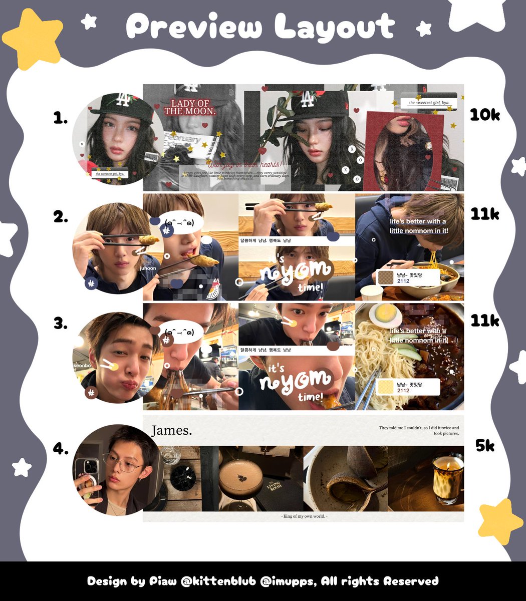 🍮💬 Help RT { Any interaction are appreciated! ✨️ }

Layout ready stock Kya kiiikiii Juhoon Keonho James cortis, siap dijemput >3< langsung dm / tele aku yaap 🍪 #zonauang