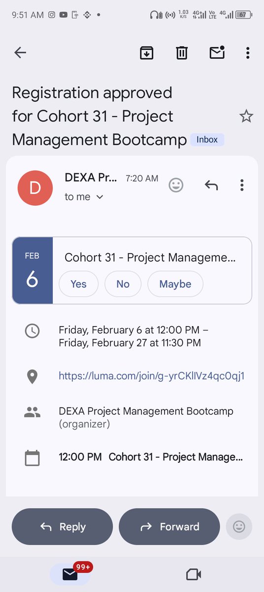 JingaBenson's tweet photo. Excited to announce my admission into DEXA Project Management Bootcamp (Cohort 31) 

Ready to sharpen my project management skills and translate learning into real-world impact. 
#DEXA #ProjectManagement #LearningNeverStops https://t.co/1MKbjS4GjT
