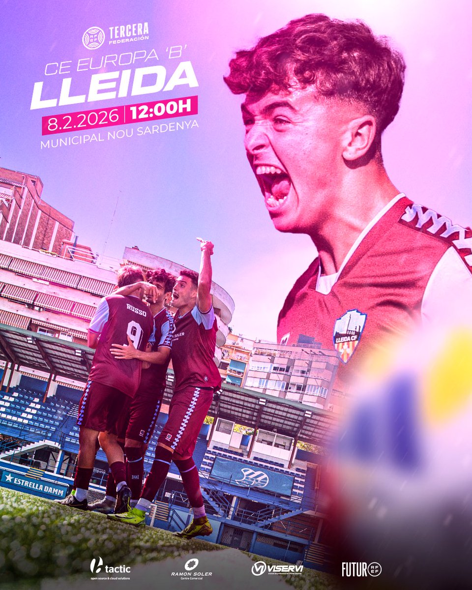 Diumenge tornem al Nou Sardenya, afició. Som-hi!! 💪🏻💙

CE EUROPA 'B' 🆚 LLEIDA CF

🗓 Diumenge 8
🏟 Municipal Nou Sardenya
🕧 12:00H

📺 Twitch Movida Deportiva
📻 Lleida en Joc i Ua1 Ràdio
🚌 <a href="/BluesNord/">Blues Nord</a> i vehicles particulars

#EuropaBLleida #LleidaCF #MésViusQueMai