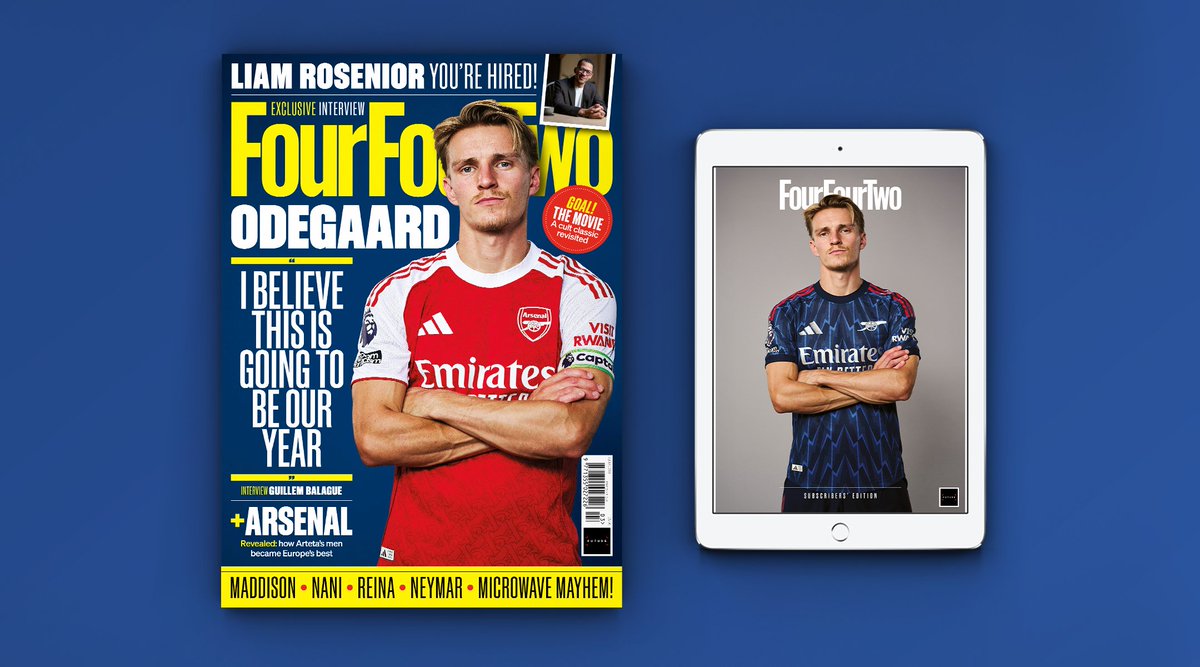 FourFourTwo's tweet image. 🚨 NEW ISSUE: Exclusive Martin Odegaard interview w/@GuillemBalague 

👰‍♀️ Arsenal: Finally, The Bride?
🎥 Behind the scenes of the movie 'Goal!' 
🎤 James Maddison interview
👔 Liam Rosenior's rise
➕ MUCH, MUCH MORE
🛒 Order here: bit.ly/3MqOIWP